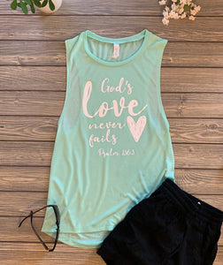 God's Love Never Fails (Mint Tank)