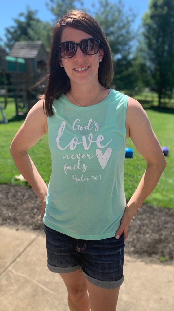 God's Love Never Fails (Mint Tank)